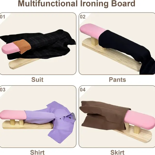 Tailor Sleeve Ironing Stool, Padded Chest & Sleeve Ironing Board Long with Wooden Base, Pressing Board for Household Tools, Tailor Dress Forms, Sewing and Tailoring Studio, Pink