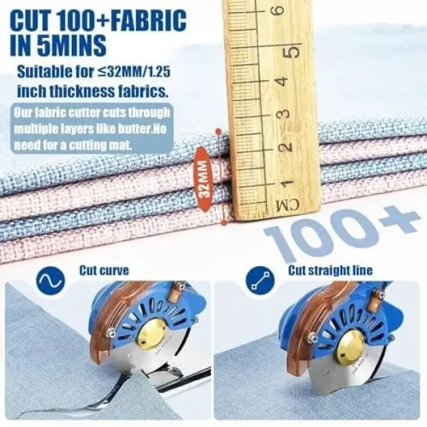 Electric Rotary Cutter, Adjustable Speed for Efficient Cutting of Multi-Layer Fabric and Leather, Ideal Sewing Tool for Various Thicknesses