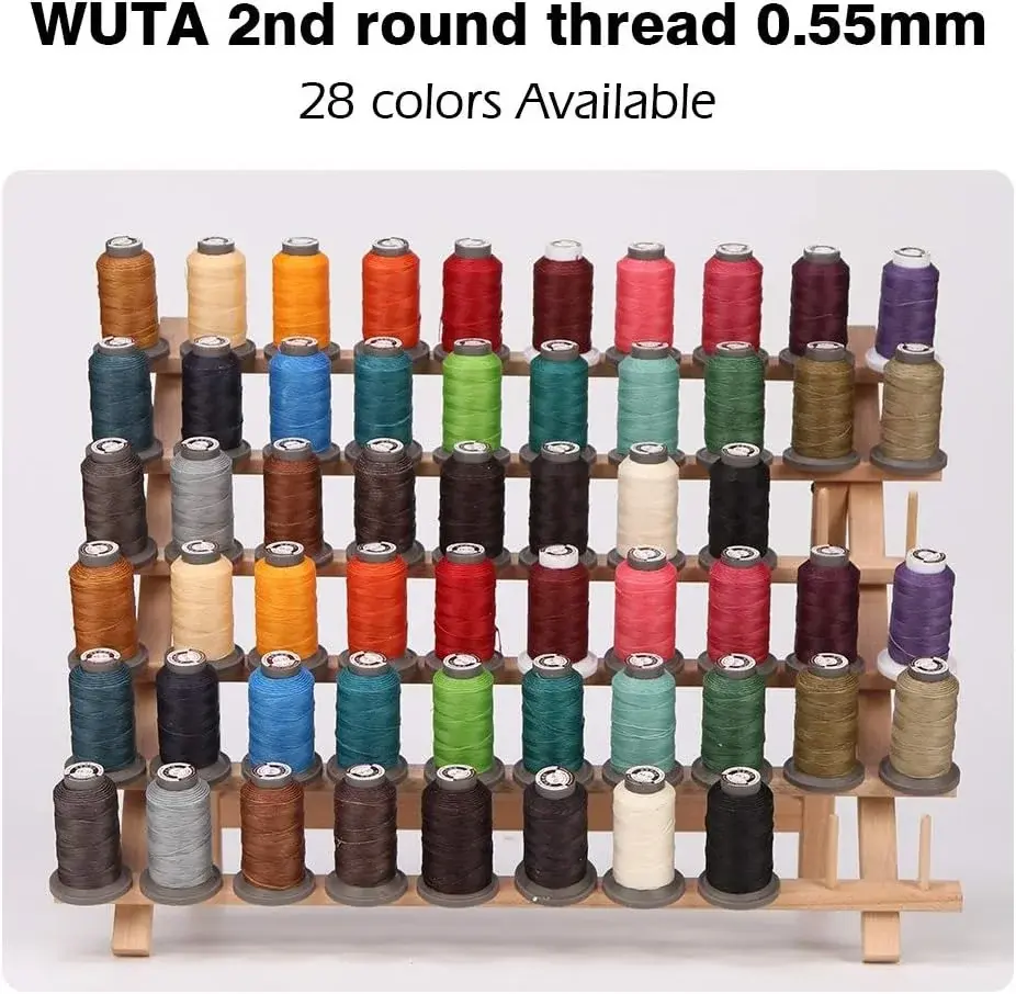 WUTA Leather Sewing Round Waxed Thread New 90 Meter Polyester Hand Sewing Line for Leather Work Cord Tool DIY (Set of 28 Colos, 0.55mm)