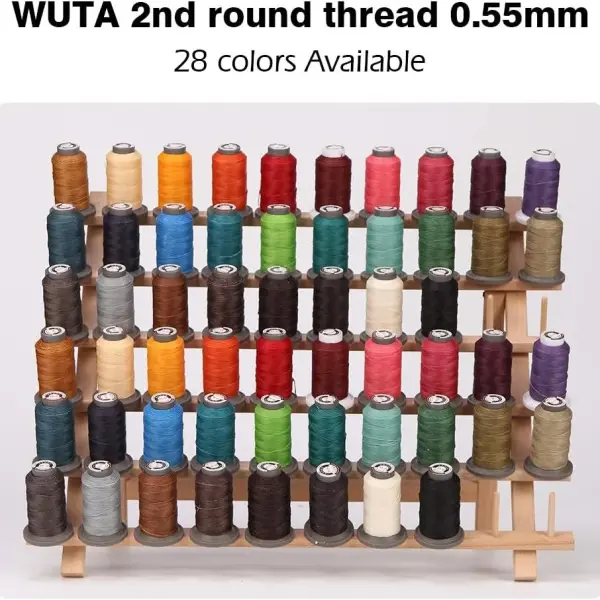 WUTA Leather Sewing Round Waxed Thread New 90 Meter Polyester Hand Sewing Line for Leather Work Cord Tool DIY (Set of 28 Colos, 0.55mm)