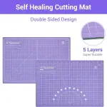 Headley Tools Rotary Cutter Set - 45mm Fabric Cutter, 5 Extra Rotary Blades, A3 Cutting Mat, Quilting Ruler and Sewing Clips, Craft Knife Set, Ideal for Crafting, Sewing, Patchworking, Purple