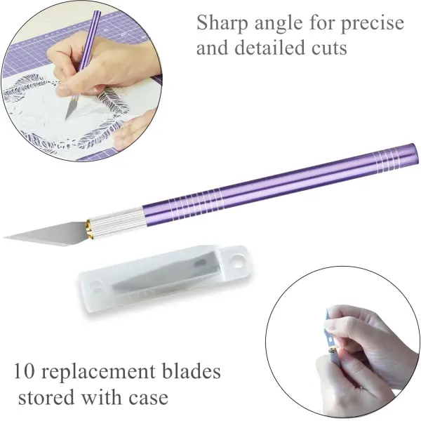 Headley Tools Rotary Cutter Set - 45mm Fabric Cutter, 5 Extra Rotary Blades, A3 Cutting Mat, Quilting Ruler and Sewing Clips, Craft Knife Set, Ideal for Crafting, Sewing, Patchworking, Purple
