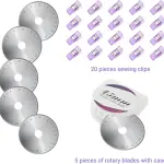 Headley Tools Rotary Cutter Set - 45mm Fabric Cutter, 5 Extra Rotary Blades, A3 Cutting Mat, Quilting Ruler and Sewing Clips, Craft Knife Set, Ideal for Crafting, Sewing, Patchworking, Purple