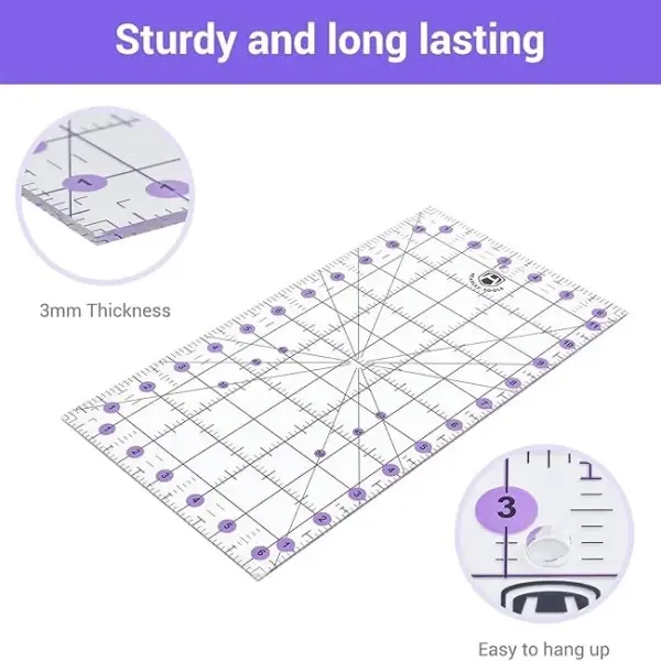 Headley Tools Rotary Cutter Set - 45mm Fabric Cutter, 5 Extra Rotary Blades, A3 Cutting Mat, Quilting Ruler and Sewing Clips, Craft Knife Set, Ideal for Crafting, Sewing, Patchworking, Purple