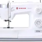 Singer Elite ME457 Sewing Machine with 110 Stitch Applications, LED Lighting, Strong Motor, Automatic Buttonhole, and Heavy-Duty Metal Frame (White)