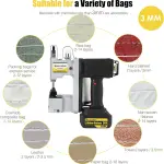 Cordless Bag Closing Machine 2s/bag Bag Sewing Machine Cordless Portable Bag Sewer 8.1Lbs Automatic Woven Bag white