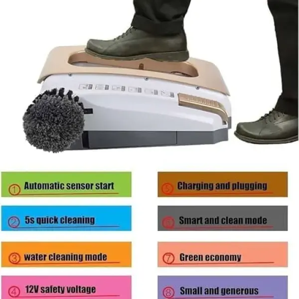 Electric Shoe Cleaning Brush - Automatic Boot Scraper with Built-in Water Reservoir & Battery | Fast 5-Second Self-Cleaning Sole Cleaner | Low Noise & Efficient Dust Removal (Red)