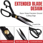 Lasnten 10 Inch Fabric Scissors Heavy Duty Sewing Scissors for Cutting Leather Clothes Tailor Shears Set with Tailors Chalk, Plastic Clips, Sewing Pin for Home Office Artists Dressmakers