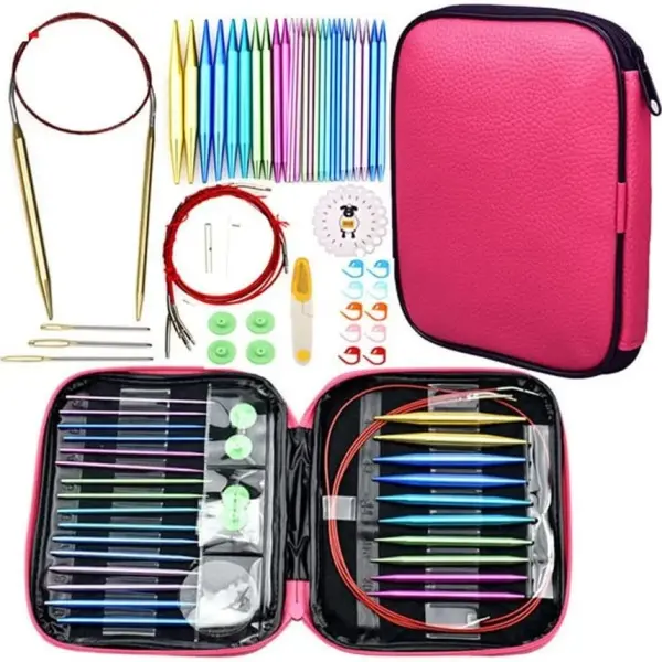 A1DFDFGOQSFG 14 Styles Set Crochet Hook Set with Yarn Knitting Needles Sewing Tools Set Knit Gauge Scissors Holder Hook Knitting (Color : C Size : As Shown)