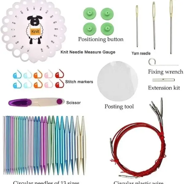 A1DFDFGOQSFG 14 Styles Set Crochet Hook Set with Yarn Knitting Needles Sewing Tools Set Knit Gauge Scissors Holder Hook Knitting (Color : C Size : As Shown)