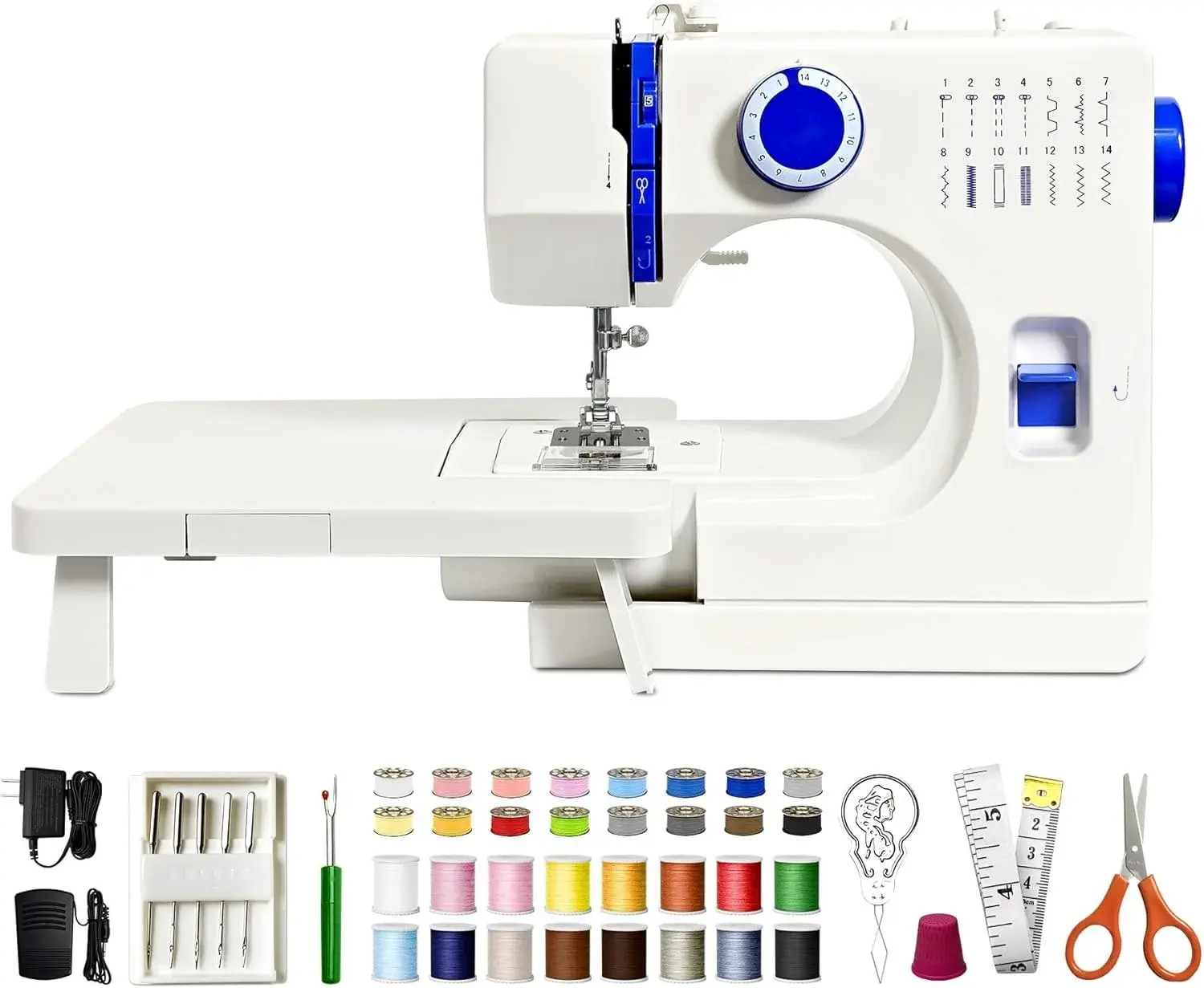 All-in-One Sewing Machine for Beginners, Easy to Use Dual Speed Control with 16 Built-in Stitches, Auto Bobbin Winder, Foot Pedal, Perfect for Sewing, Mending, Crafting for Home & Travel