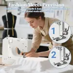 All-in-One Sewing Machine for Beginners, Easy to Use Dual Speed Control with 16 Built-in Stitches, Auto Bobbin Winder, Foot Pedal, Perfect for Sewing, Mending, Crafting for Home & Travel
