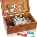 Wooden Sewing Kit Box Wooden Hand Home-Sewing Repair Tool Kits Wooden-Sewing Box with Cute Sewing Accessories Supplies for Adults, Women, Men Universal Home Repair Tool Kit