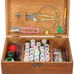 Wooden Sewing Kit Box Wooden Hand Home-Sewing Repair Tool Kits Wooden-Sewing Box with Cute Sewing Accessories Supplies for Adults, Women, Men Universal Home Repair Tool Kit