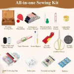 Wooden Sewing Kit Box Wooden Hand Home-Sewing Repair Tool Kits Wooden-Sewing Box with Cute Sewing Accessories Supplies for Adults, Women, Men Universal Home Repair Tool Kit
