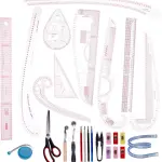 Acrylic Sewing Ruler Set，French Curve Pattern Rulers Kit for Tailors Designers Precision Pattern Making Guides Quilting and DIY Supplies (Ruler Set 4-15Pcs)