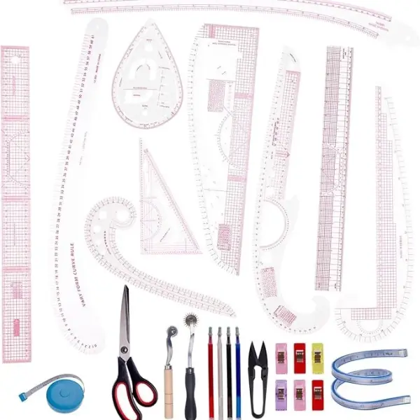 Acrylic Sewing Ruler Set，French Curve Pattern Rulers Kit for Tailors Designers Precision Pattern Making Guides Quilting and DIY Supplies (Ruler Set 4-15Pcs)