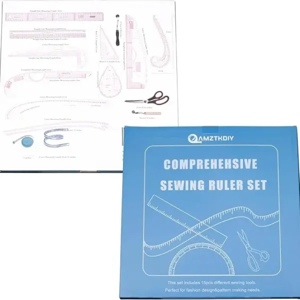 Acrylic Sewing Ruler Set，French Curve Pattern Rulers Kit for Tailors Designers Precision Pattern Making Guides Quilting and DIY Supplies (Ruler Set 4-15Pcs)