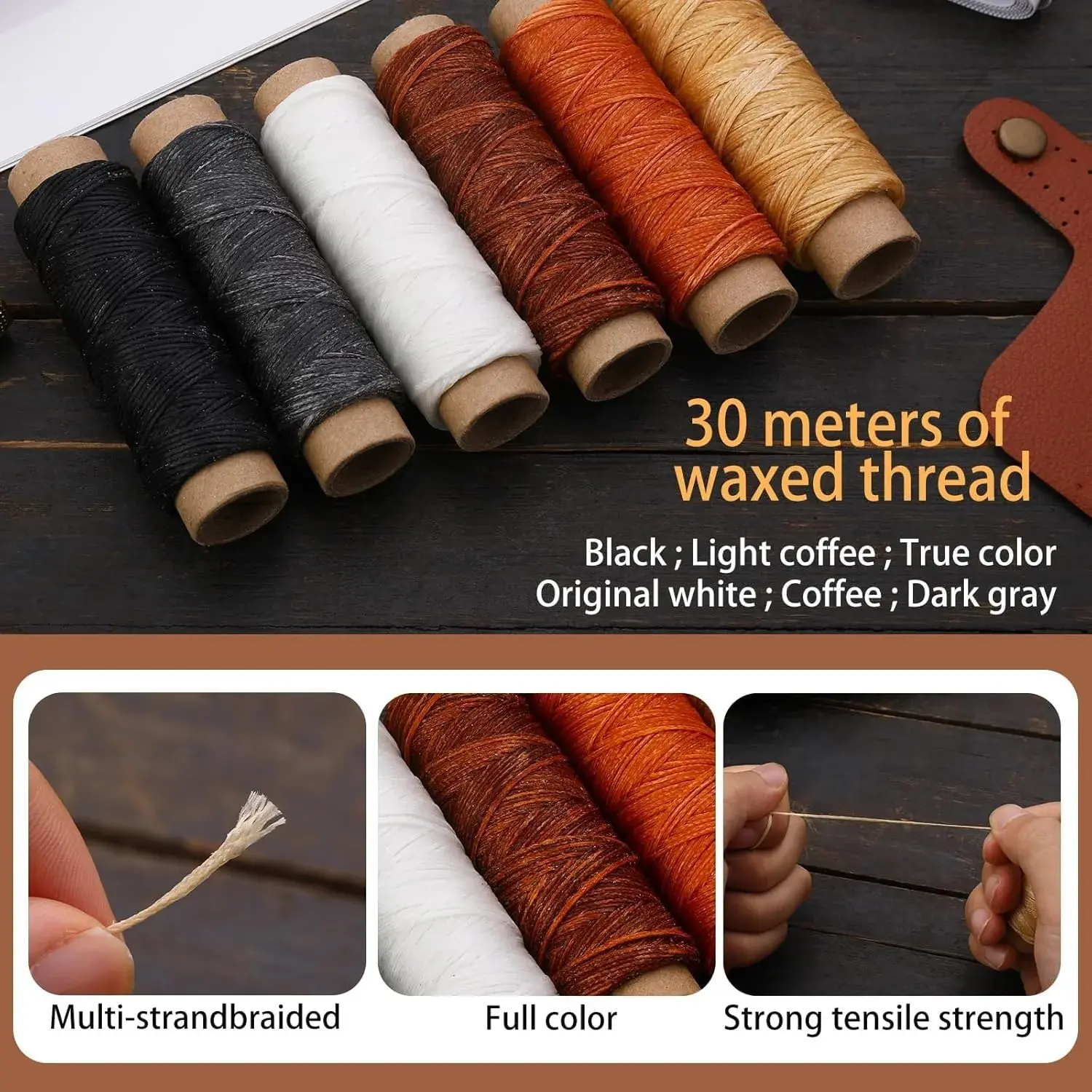 Sewing Awl Kit, Stitching Leather Sewing Thread, Waxed Thread Kit