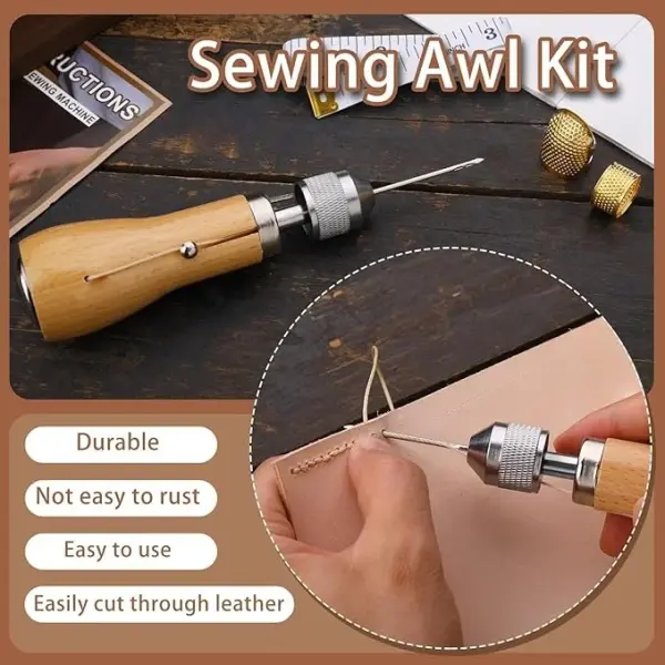 Sewing Awl Kit, Stitching Leather Sewing Thread, Waxed Thread Kit
