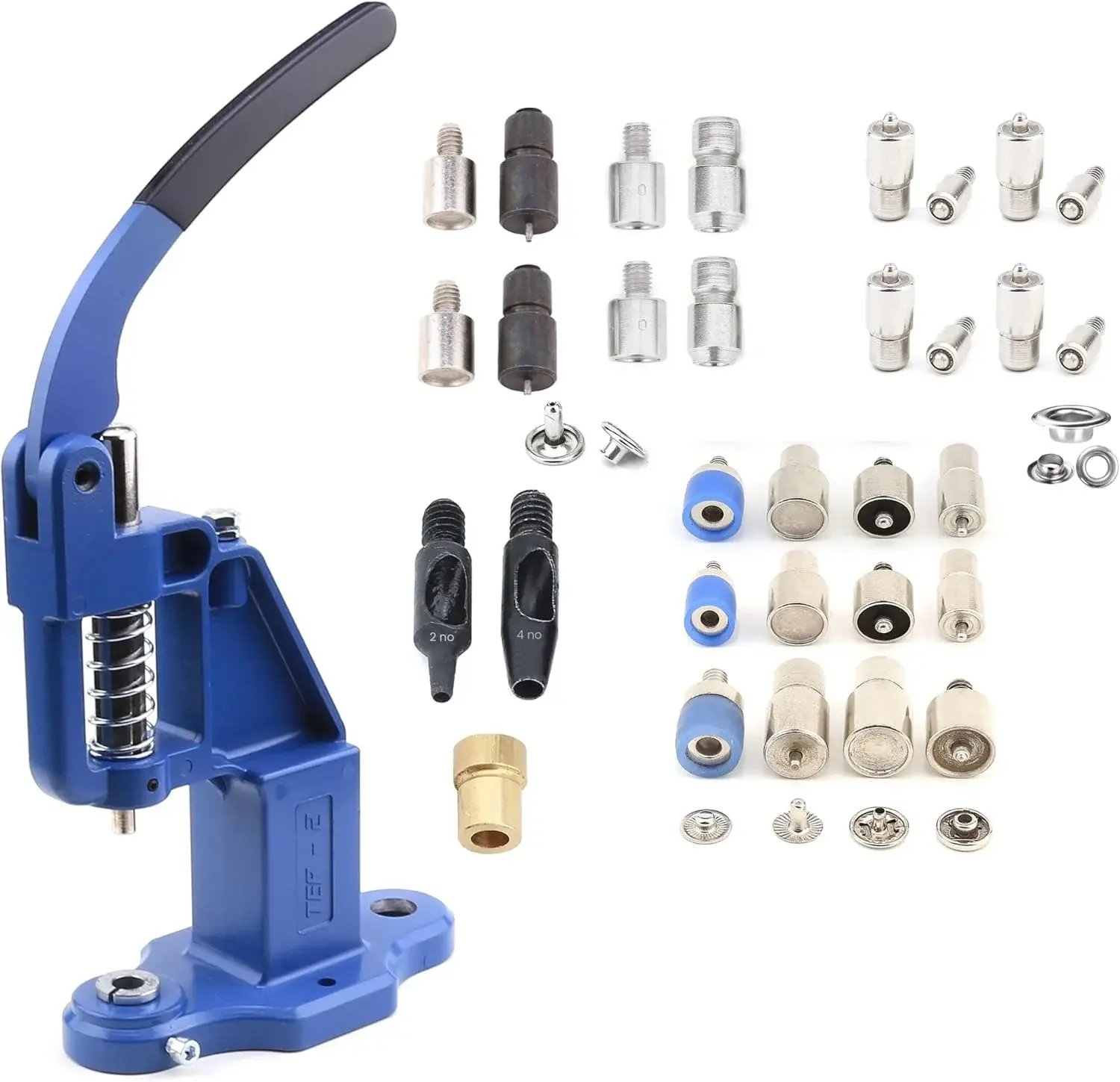Rivet, Eyelet, Grommet and Snap Button Setting Die Set for Hand Press Machine (Blue Press with Die Set)