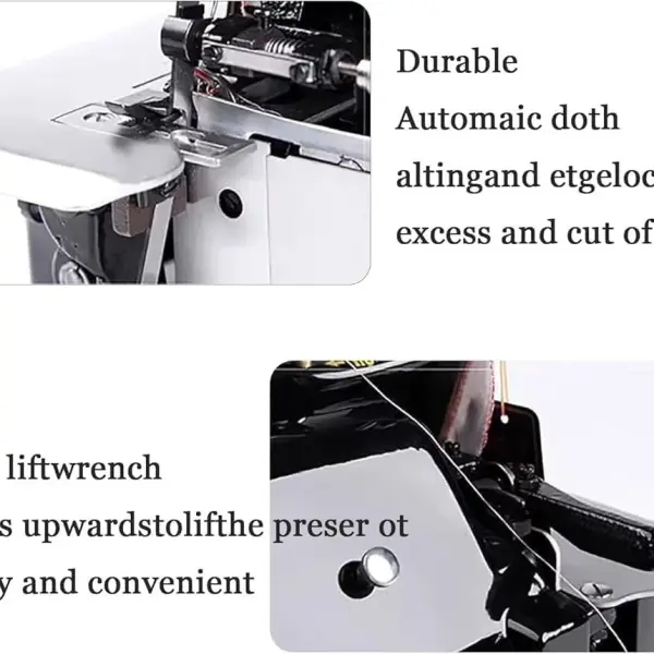 Heavy-Duty Industrial Overlock Sewing Machine, 3000 Stitches/Min, High-Speed Professional Serger for Durable Seam Finishing and Precision Stitching