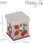 Hobby Gift Filled Sewing Kit - Victorian Style Square - 10.5 x 10.5 x 12.5cm - Natural Strawberries