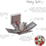 Hobby Gift Filled Sewing Kit - Victorian Style Square - 10.5 x 10.5 x 12.5cm - Natural Strawberries