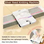 QuinteZhenTially Adults/Kids Knitting Machine,Silver Reed Plastic Domestic Knitting Machine,Household Sewing Accessories Tool Set,Easy Home Crafting,for Embroidered Sweaters,Shawls,Cushions