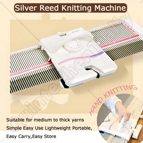 QuinteZhenTially Adults/Kids Knitting Machine,Silver Reed Plastic Domestic Knitting Machine,Household Sewing Accessories Tool Set,Easy Home Crafting,for Embroidered Sweaters,Shawls,Cushions