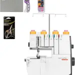 Bernette B44 Funlock Overlock Serger Sewing Machine | Threads Bundle, Scissors, Rotary Cutter, Needles, Foldable Cutting Mat | Heavy Duty Stitching & Quilting Performance | Beginners to Professional