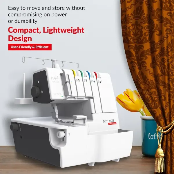 Bernette B44 Funlock Overlock Serger Sewing Machine | Threads Bundle, Scissors, Rotary Cutter, Needles, Foldable Cutting Mat | Heavy Duty Stitching & Quilting Performance | Beginners to Professional