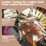 EDIETH Professional Leather Craft Tools Kit Leather Working & Tooling Set with High-Carbon Steel Stamping, Punching, Sewing, Engraving Tools, Custom Cutting Mats for Leathercraft Projects