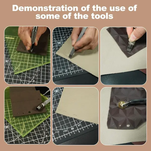 EDIETH Professional Leather Craft Tools Kit Leather Working & Tooling Set with High-Carbon Steel Stamping, Punching, Sewing, Engraving Tools, Custom Cutting Mats for Leathercraft Projects