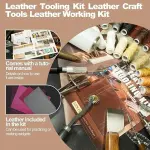 EDIETH Professional Leather Craft Tools Kit Leather Working & Tooling Set with High-Carbon Steel Stamping, Punching, Sewing, Engraving Tools, Custom Cutting Mats for Leathercraft Projects