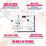 Bernette B37 Swiss Design Computerized Sewing Machine - LCD Display, 5 Presser Feet, Bobbins, Needle Threader, Quilting Features, Portable with Foot Pedal, Ideal for Beginners and Professionals