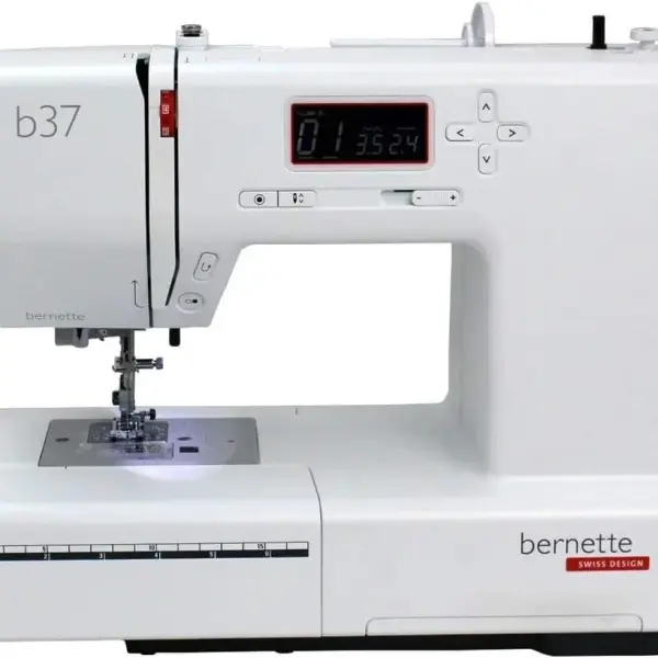 Bernette B37 Swiss Design Computerized Sewing Machine - LCD Display, 5 Presser Feet, Bobbins, Needle Threader, Quilting Features, Portable with Foot Pedal, Ideal for Beginners and Professionals