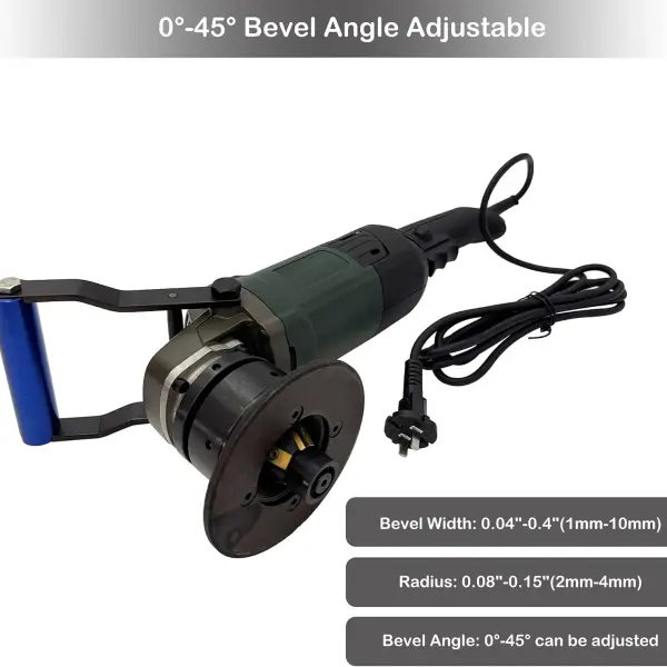 INTSUPERMAI Electric Handheld Curved Beveling Machine 0°-45° Beveling Machine Adjustable Curved Edge Chamfer Tool 0.04"-0.4" Bevel Width for Carbon Steel, Aluminum Alloy, Composite Plate 1800W, 220V