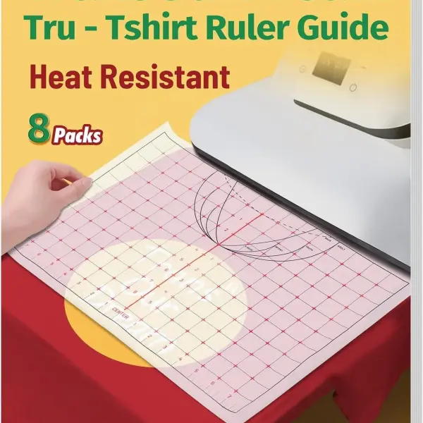 TransOurDream Heat Transfer Paper Supplies Reusable Direct Heat Resistant Tshirt Ruler Guide 8-Pack 16'' Large Cuttable Alignment Ruler, Special/V-Neck/Round Vinyl Centering Tool, S-5XL Adult Youth