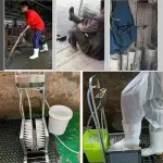 Farm Boot Scrubber with Water Spray Gun and Stainless Steel Brush for Mud Removal on Farms, Ranches, Construction Sites