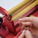 Adjustable Smocking Pleater Machine, 47 Needle Positions, 24 Row Craft Pleats,Professional Sewing Tool,Needle Spacing 0.5cm, Even Fabric Folds, for Costume and Craft Sewing Projects(Red)