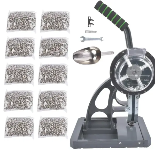 Semi-Automatic Grommet Machine, Heavy Duty Eyelet Grommet Machine Eyelet Feeding Punch Press Tool Kit with 10000pcs 3/8"(10MM) Grommets