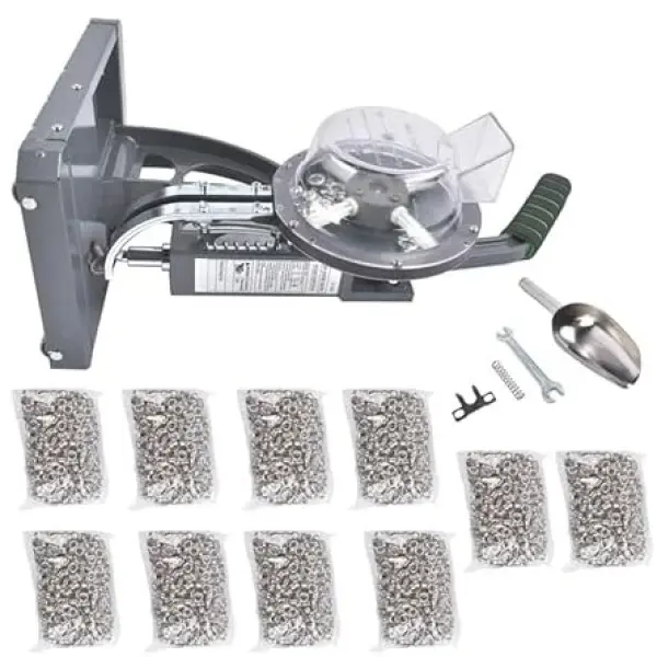 Semi-Automatic Grommet Machine, Heavy Duty Eyelet Grommet Machine Eyelet Feeding Punch Press Tool Kit with 10000pcs 3/8"(10MM) Grommets