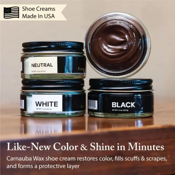 FootFitter Premium Shoe Cream Polish Kit – Leather Conditioning Creams, Shine Cloths, Applicators & Shoe Care Travel Bag