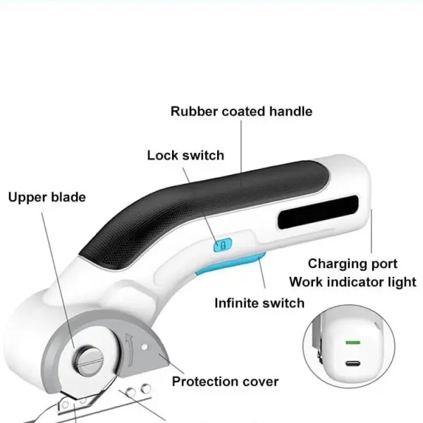 Electric Tailor Scissors Cutting Fabric Leather Portable Tailoring Knife Scissors Lithium Battery