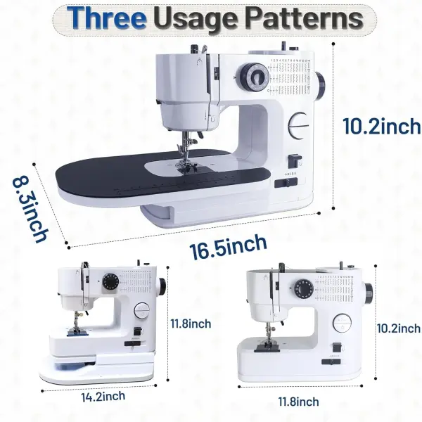 Portable Sewing Machine for Beginners with Full Metal Core,Professional | 42PCS Sewing Kit,Extension Table,39 Stitches,5 Speeds, 6 Layer Fabric,Double Needle, Foot Pedal, Dual Power, Mini Electric