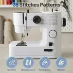 Portable Sewing Machine for Beginners with Full Metal Core,Professional | 42PCS Sewing Kit,Extension Table,39 Stitches,5 Speeds, 6 Layer Fabric,Double Needle, Foot Pedal, Dual Power, Mini Electric