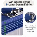 Portable Sewing Machine for Beginners with Full Metal Core,Professional | 42PCS Sewing Kit,Extension Table,39 Stitches,5 Speeds, 6 Layer Fabric,Double Needle, Foot Pedal, Dual Power, Mini Electric