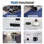 Portable Sewing Machine for Beginners with Full Metal Core,Professional | 42PCS Sewing Kit,Extension Table,39 Stitches,5 Speeds, 6 Layer Fabric,Double Needle, Foot Pedal, Dual Power, Mini Electric
