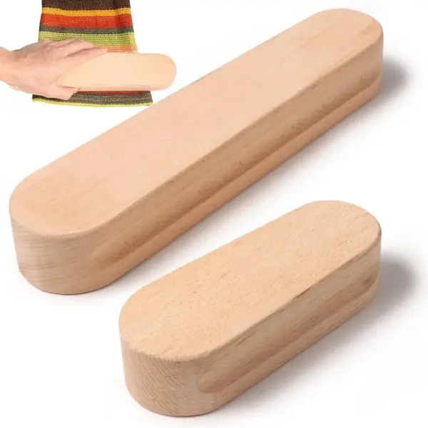 Seam Pressing Wood Clappers, Set of 2 with Dual Grooves and Hand-Fit Grip, Ideal for Sewing, Tailoring, and Quilting Projects